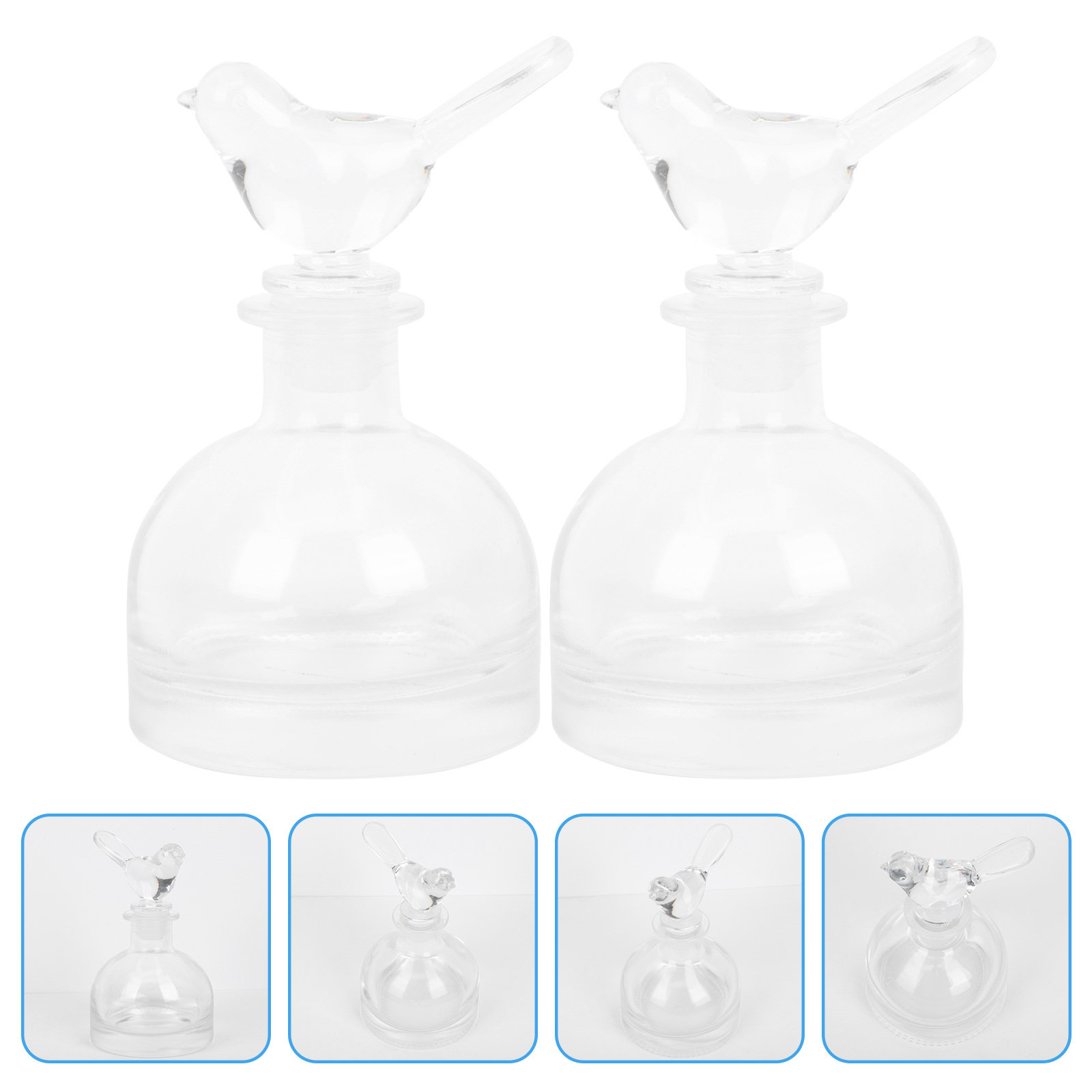Home Fragrances - 2Pcs Glass Perfume Bottles Clear Chic