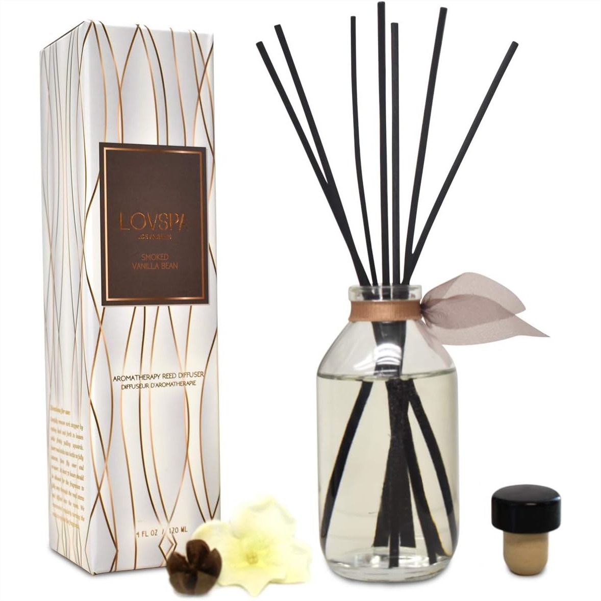 Home Fragrance Leather Diffuser - Smoked Vanilla Reed Diffuser Set for