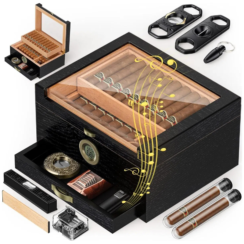 Home Fragrance Maple Walnut - Cigar Humidor with Built-in Music Box