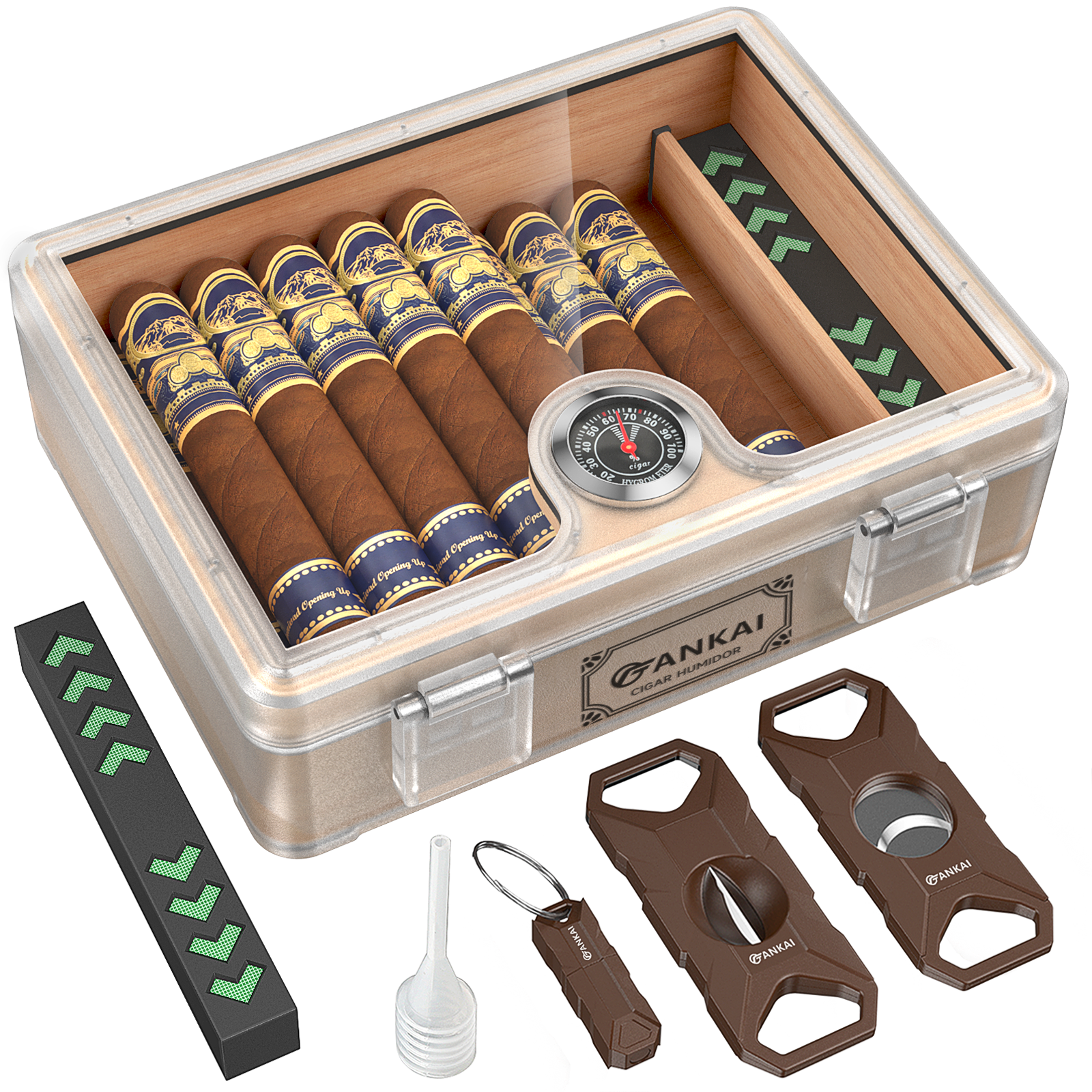 Home Fragrance Maple Walnut - Humidor Cigar Box,with Cutter Guillotine,V cut,Punch