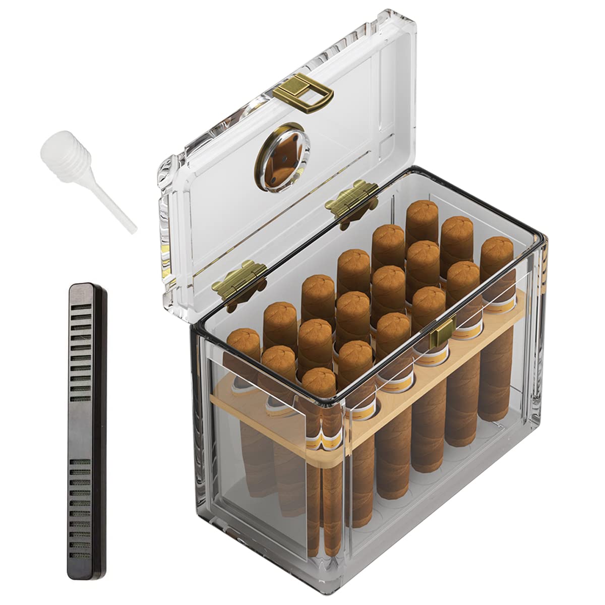 Acrylic Cigar Humidor With Hyg - Home Fragrance Maple Walnut reseña y precio