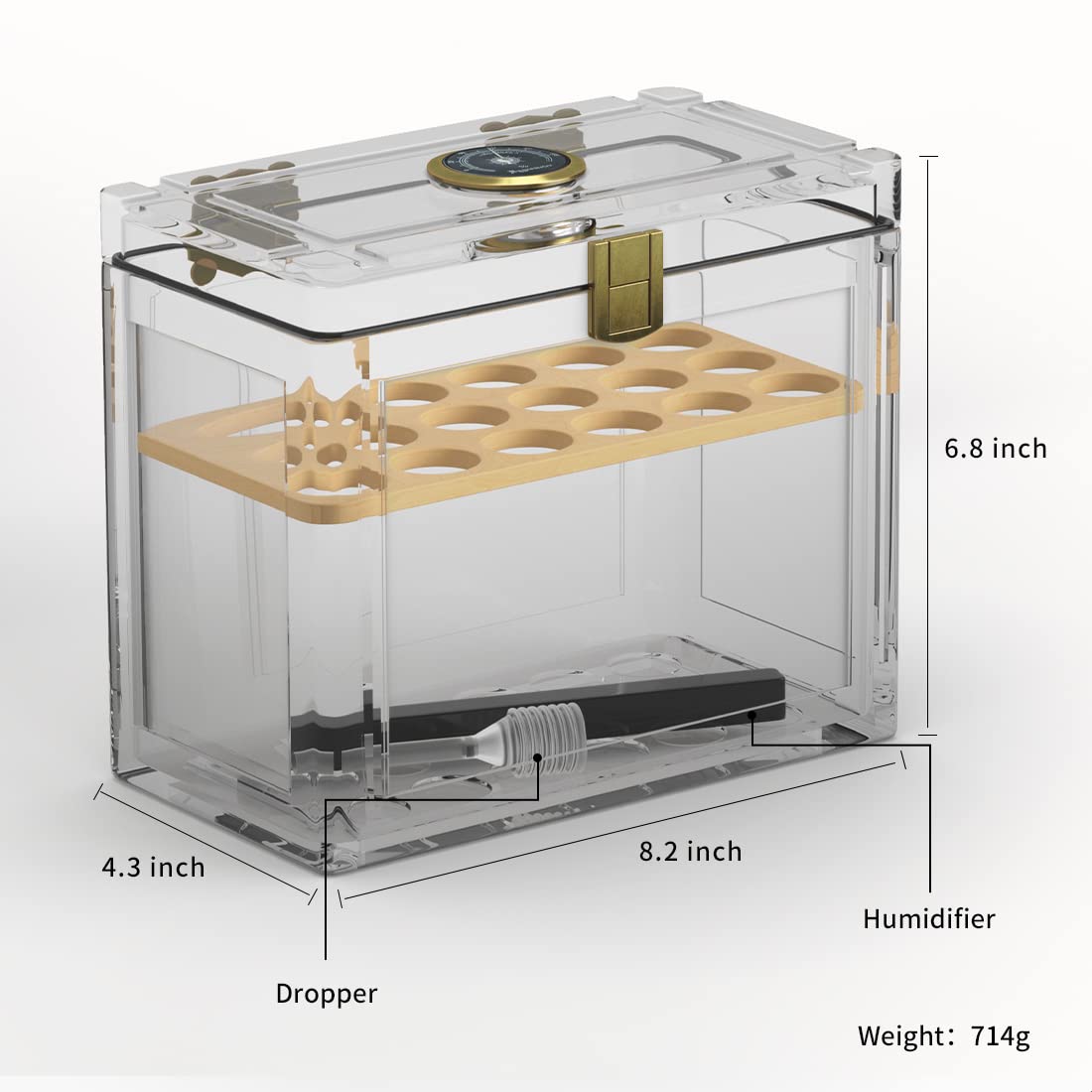 Acrylic Cigar Humidor With Hyg - Home Fragrance Maple Walnut reseña y precio
