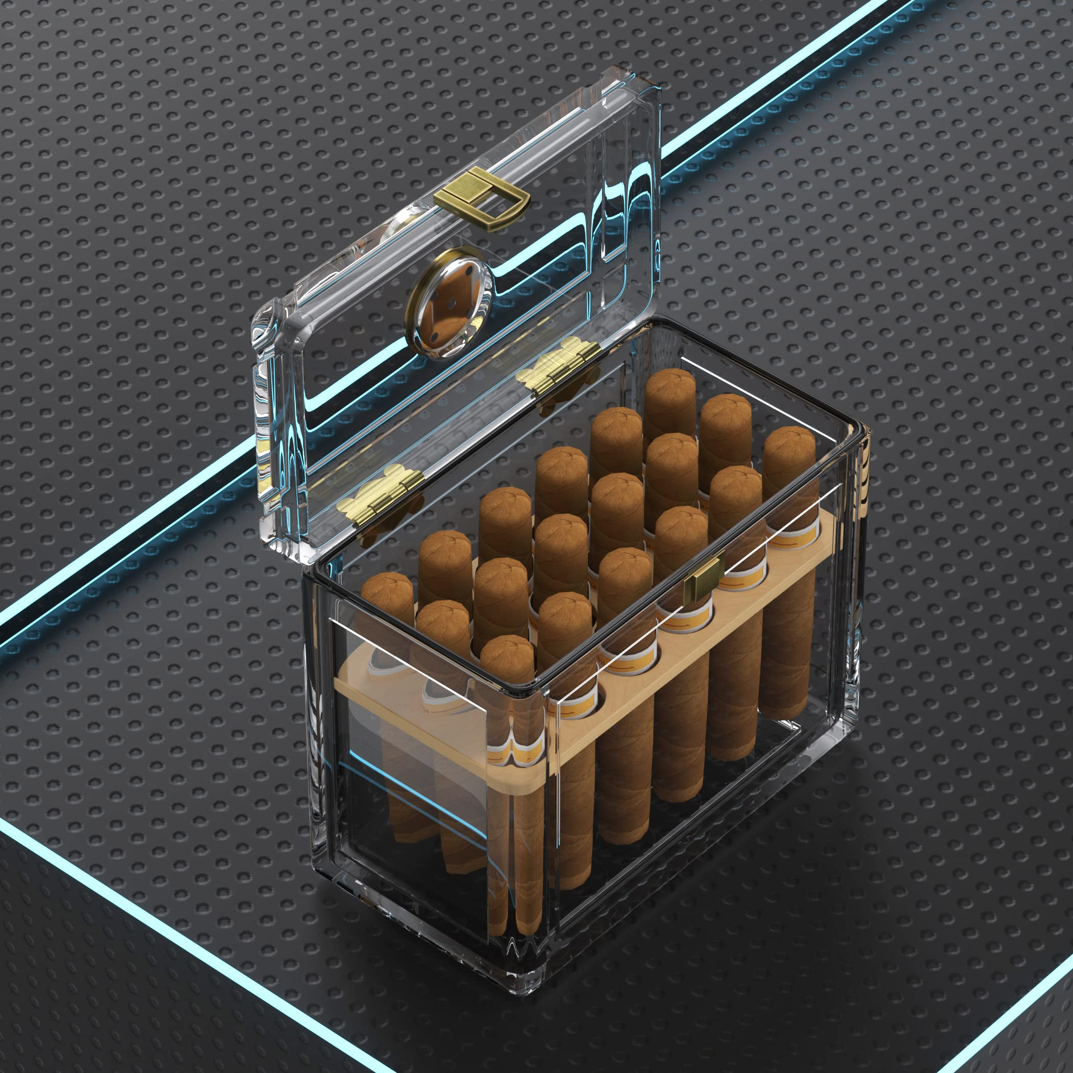 Acrylic Cigar Humidor With Hyg - Home Fragrance Maple Walnut reseña y precio
