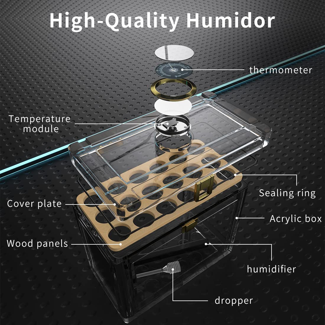 Acrylic Cigar Humidor With Hyg - Home Fragrance Maple Walnut reseña y precio