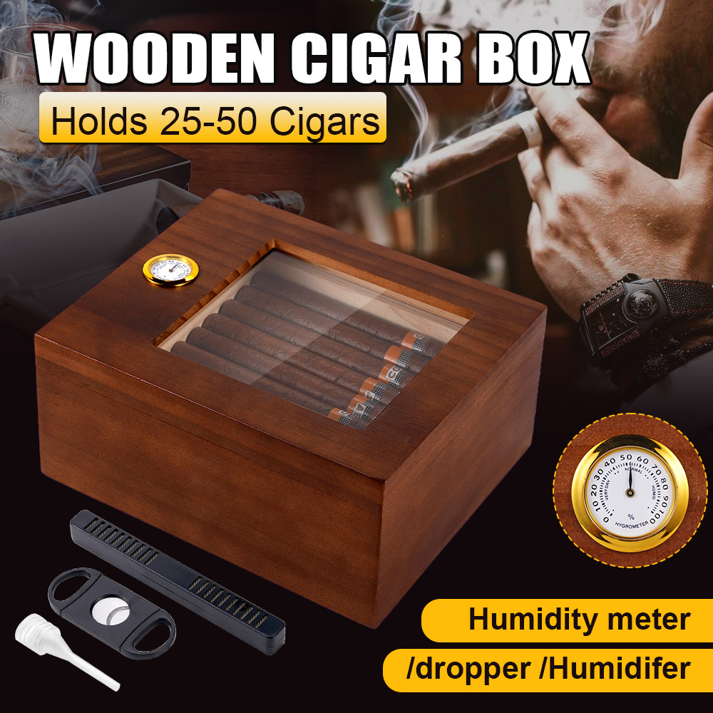 Cigar Humidor Box Cigar Case w - Home Fragrance Maple Walnut reseña y precio