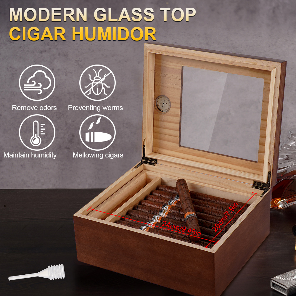 Cigar Humidor Box Cigar Case w - Home Fragrance Maple Walnut reseña y precio