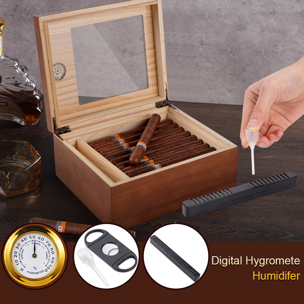 Cigar Humidor Box Cigar Case w - Home Fragrance Maple Walnut reseña y precio
