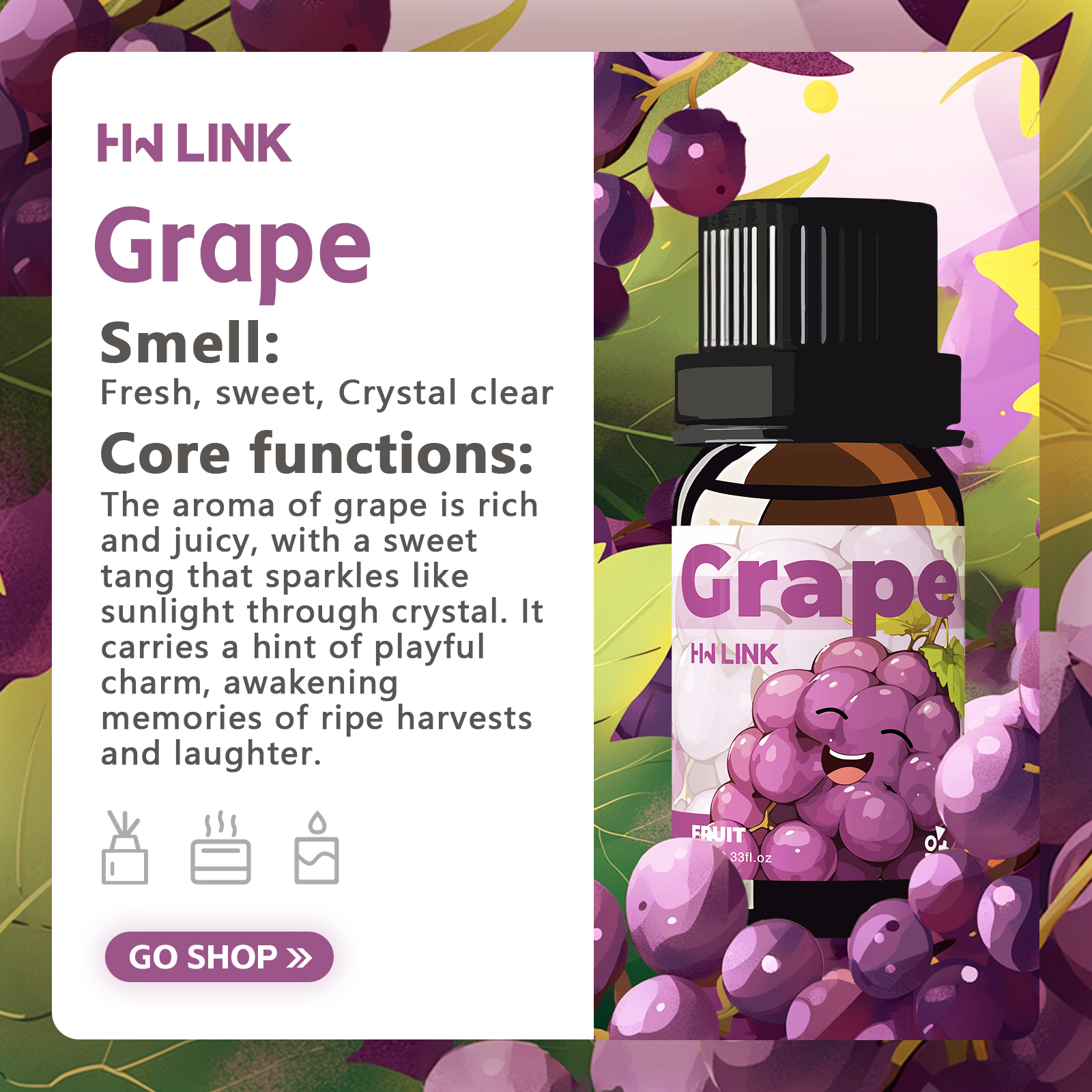 Grape Essential Oil 10ml Perfu - Home Fragrances reseña y precio