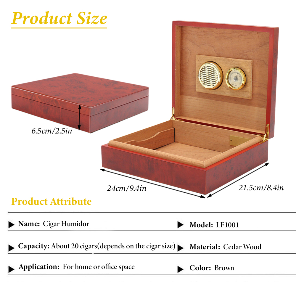 20Count Cigar Humidor Box Ceda - Home Fragrance Maple Walnut reseña y precio