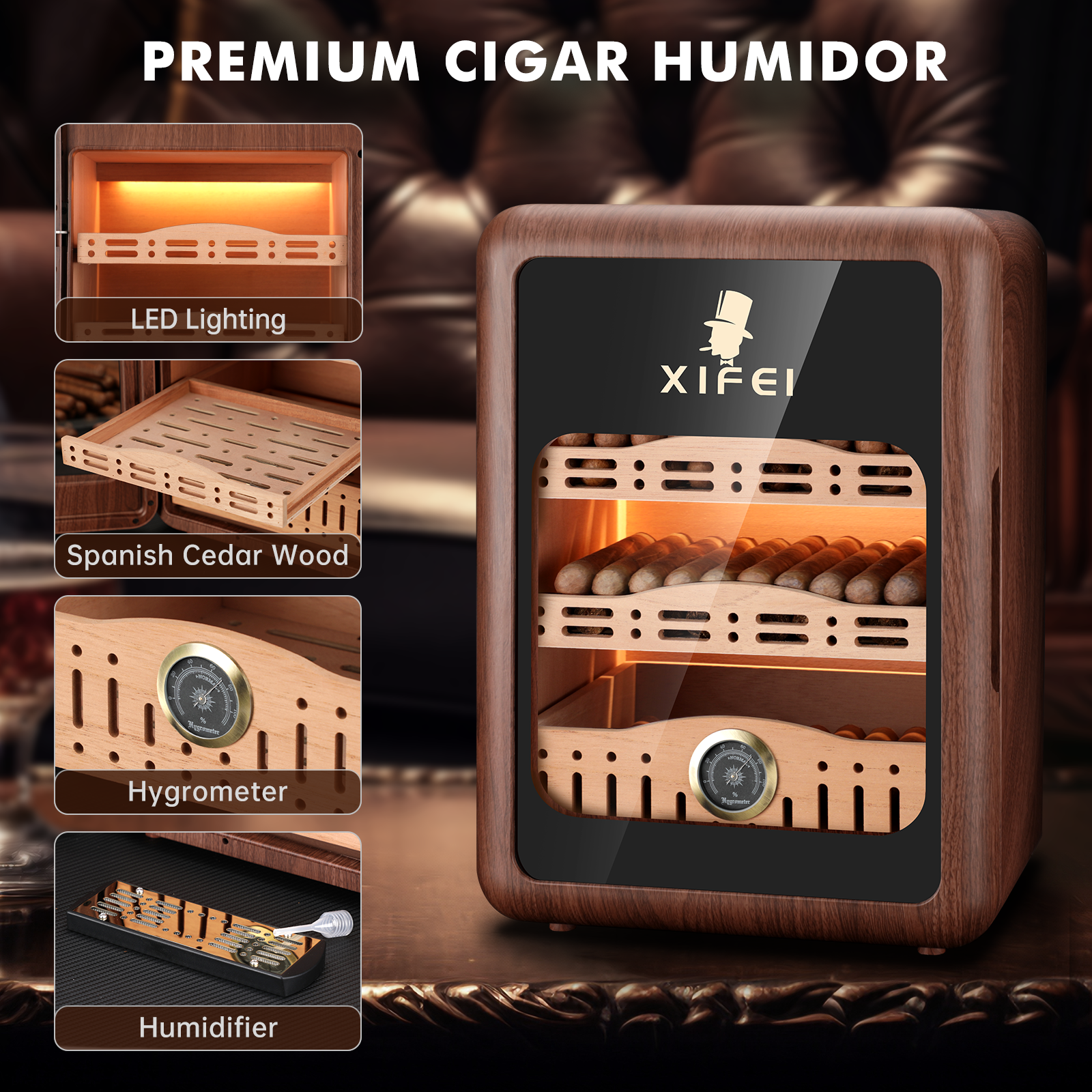 XIFEI Cigar Humidor,Cigar Humi - Home Fragrance Maple Walnut reseña y precio