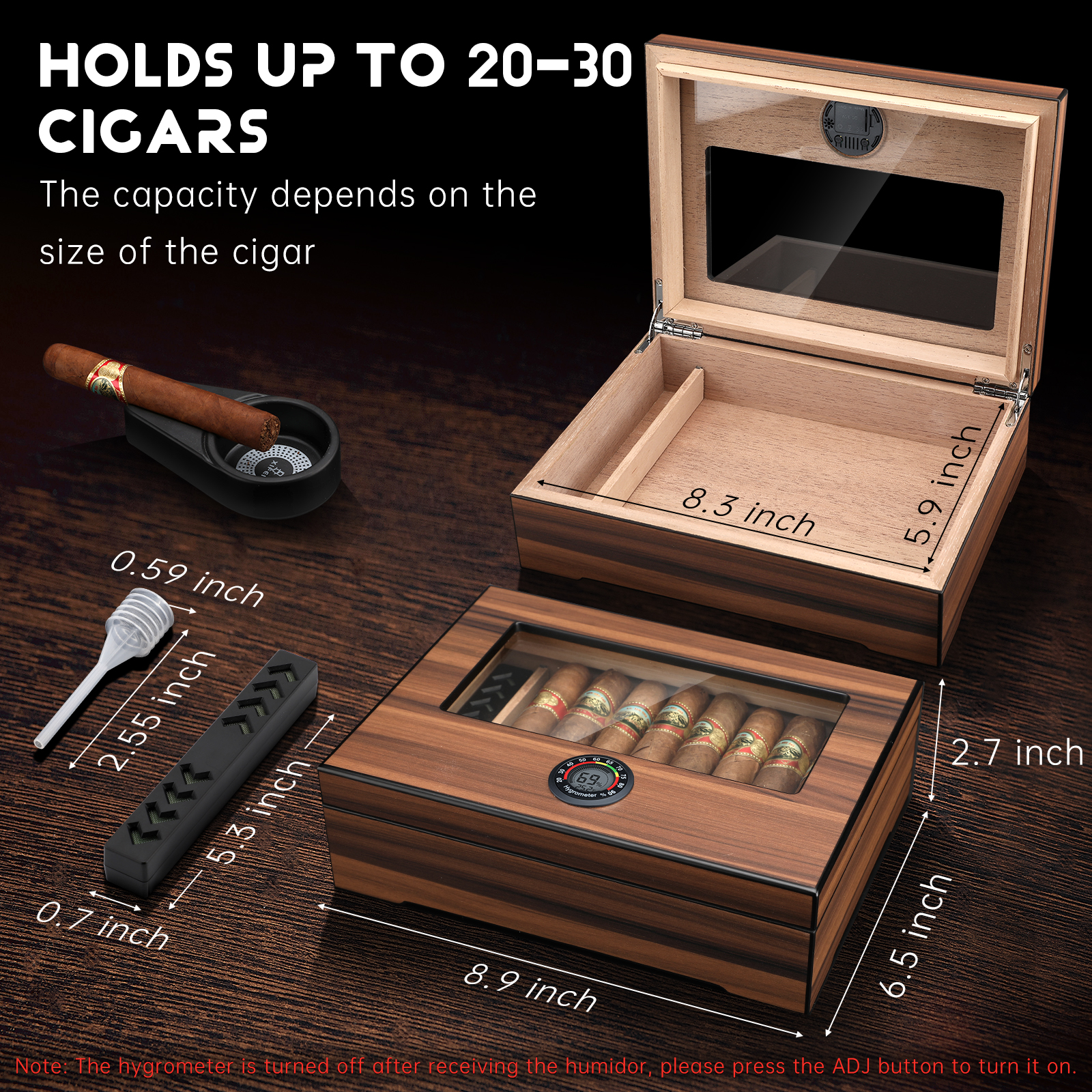Cigar Humidor Box Cigar Case w - Home Fragrance Maple Walnut reseña y precio