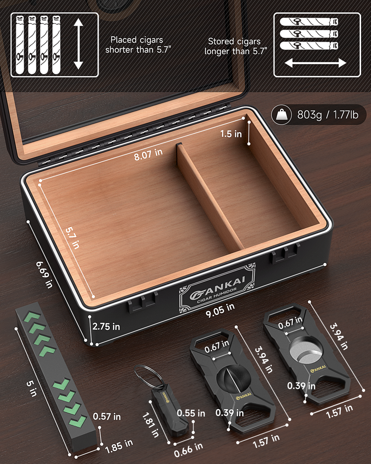 Cigar Humidor,Full Glass Top C - Home Fragrance Maple Walnut reseña y precio