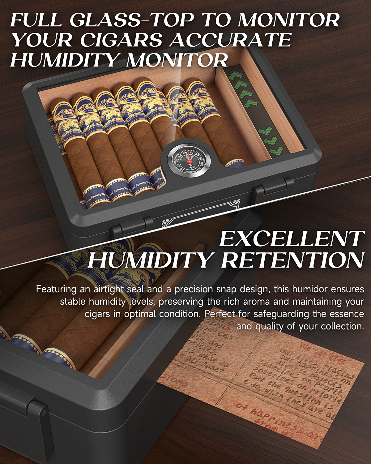 Cigar Humidor,Full Glass Top C - Home Fragrance Maple Walnut reseña y precio