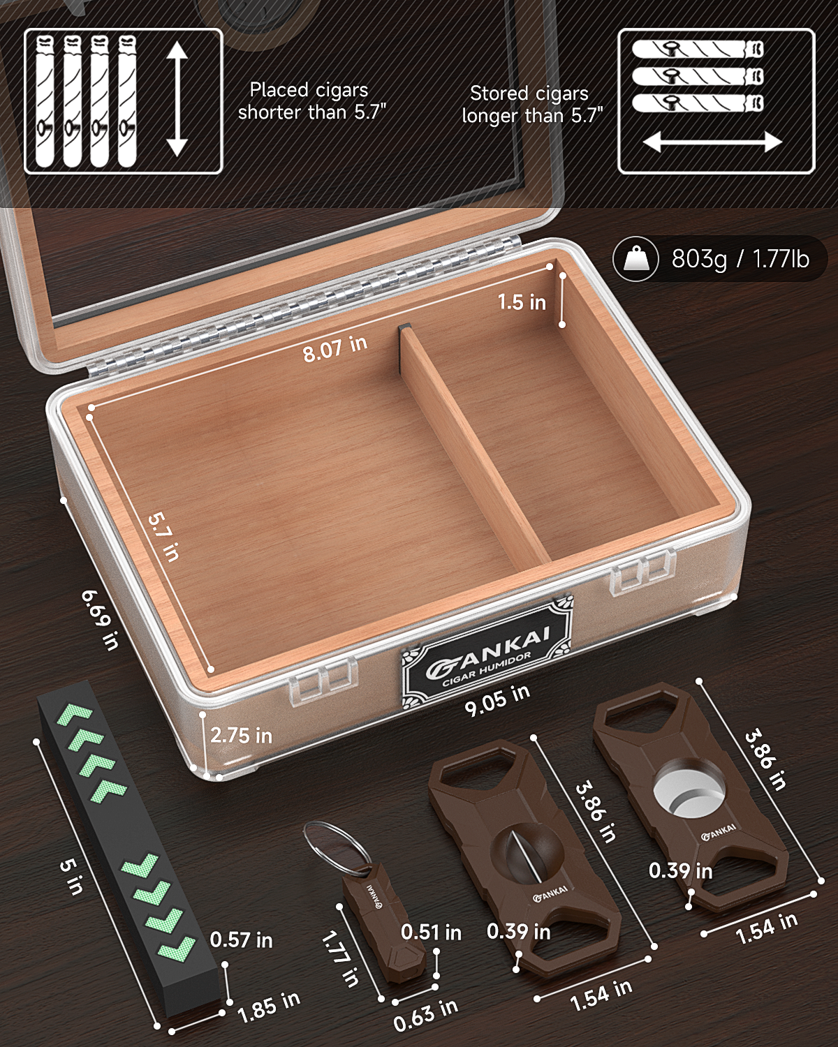 Humidor Cigar Box,with Cutter  - Home Fragrance Maple Walnut reseña y precio
