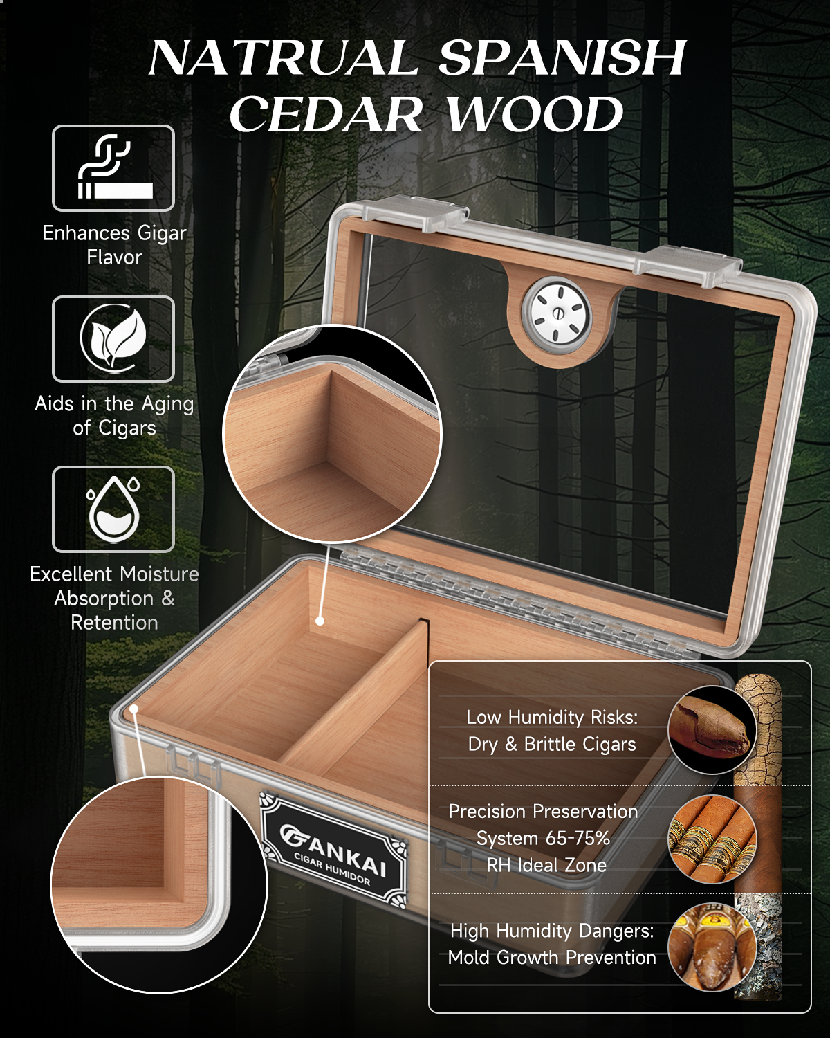 Humidor Cigar Box,with Cutter  - Home Fragrance Maple Walnut reseña y precio