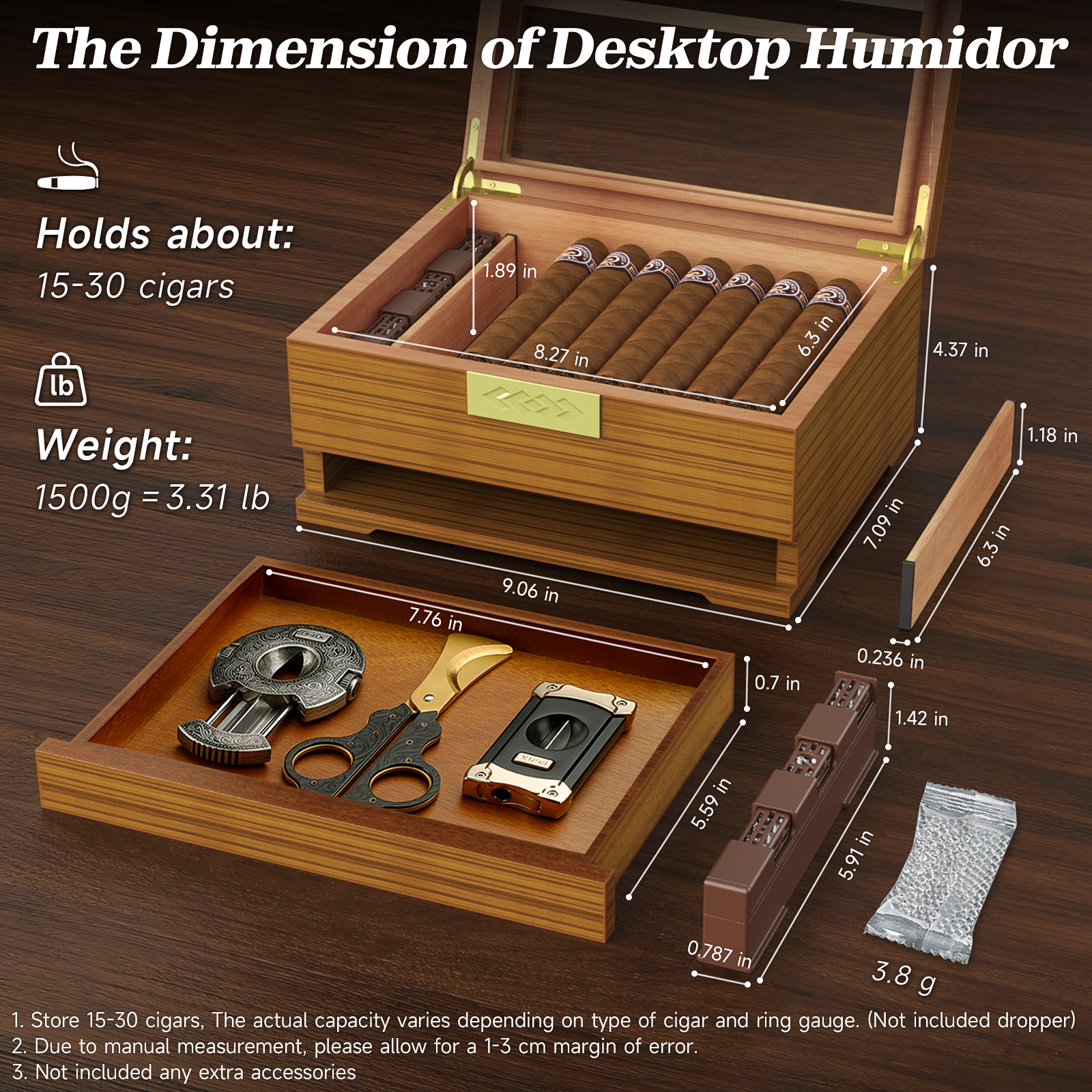 Cigar Box Humidor with Hygrome - Home Fragrance Maple Walnut reseña y precio