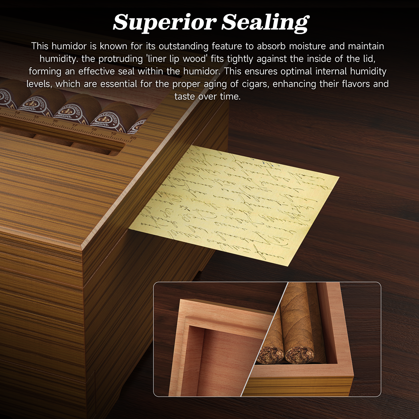 Cigar Box Humidor with Hygrome - Home Fragrance Maple Walnut reseña y precio