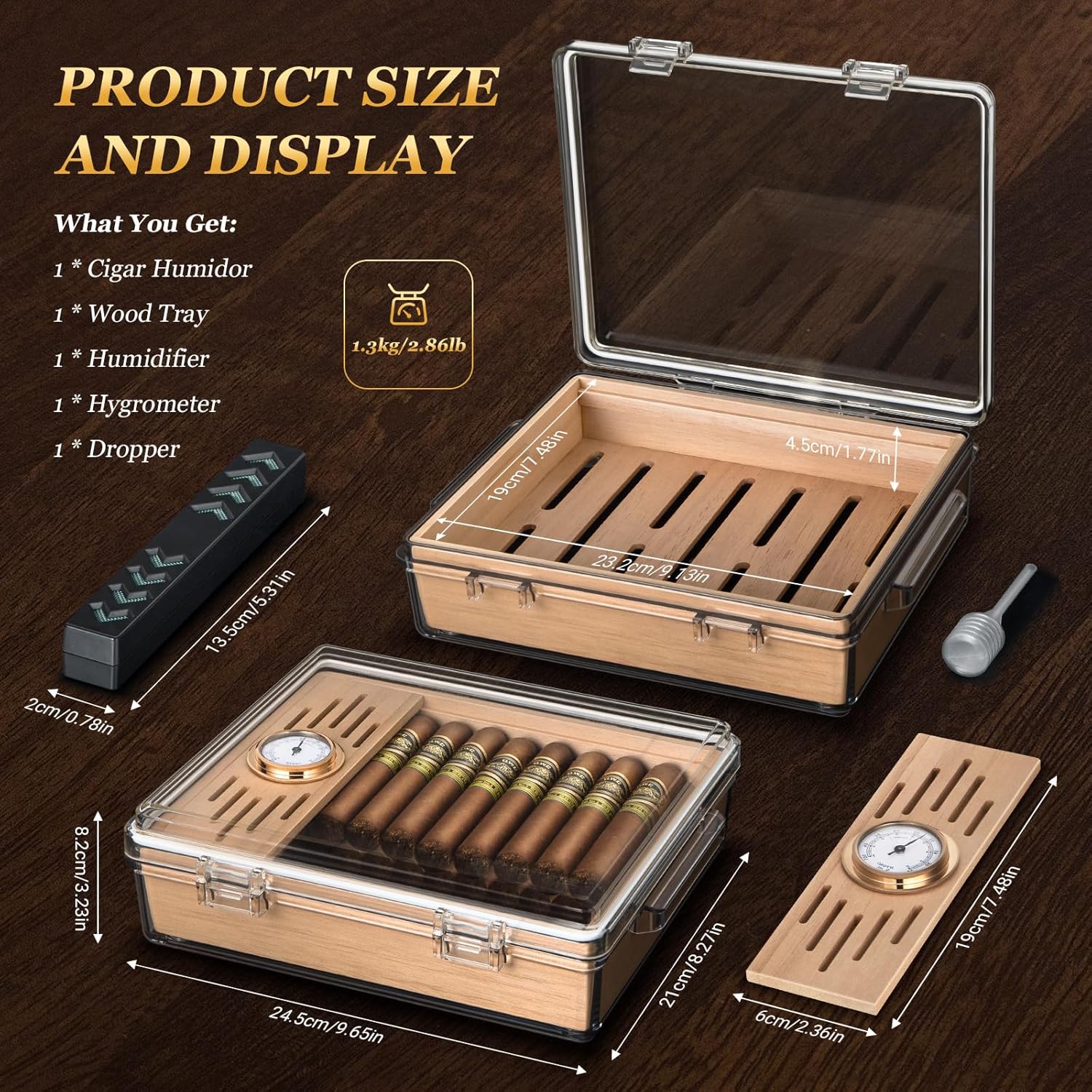 Acrylic Cigar Humidor, Cigar B - Home Fragrance Maple Walnut reseña y precio