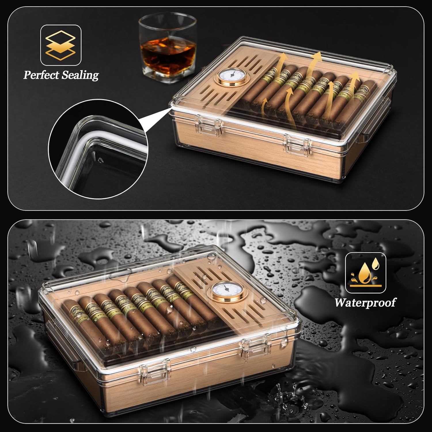 Acrylic Cigar Humidor, Cigar B - Home Fragrance Maple Walnut reseña y precio